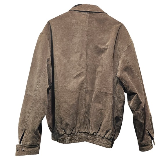 Cambridge Classics Bomber Jacket Men Large Brown Suede Leather Quilted Lining - Picture 2 of 8